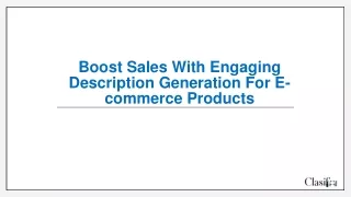 Boost Sales with Engaging Description Generation for E-Commerce Products