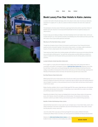 Book Luxury Five Star Hotels in Katra Jammu