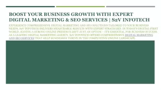 Boost Your Business Growth with Expert Digital Marketing & SEO Services | S2V In