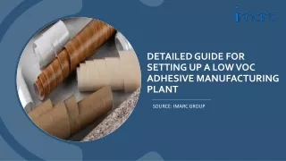 Detailed Project Report on Low VOC Adhesive Manufacturing Plant PDF