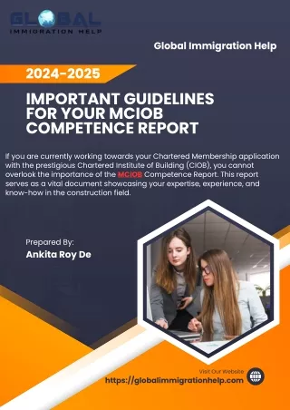 Important Guidelines for Your MCIOB Competence Report