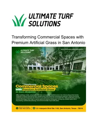 TransTransforming Commercial Spaces with Premium Artificial Grass in San Antonio