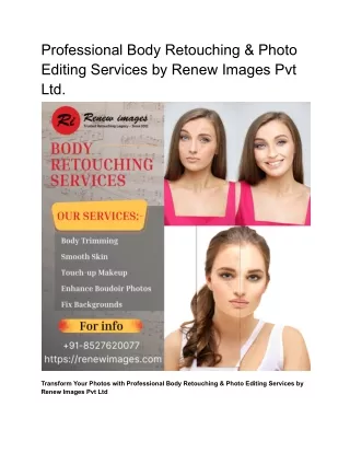 Professional Body Retouching & Photo Editing Services by Renew Images Pvt Ltd.