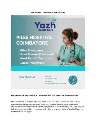 Piles Hospital Coimbatore  - Yazh Healthcare