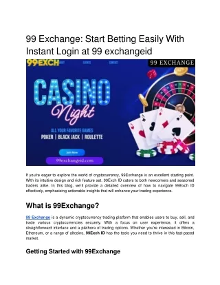 99 Exchange_ Start Betting Easily With Instant Login at 99 exchangeid