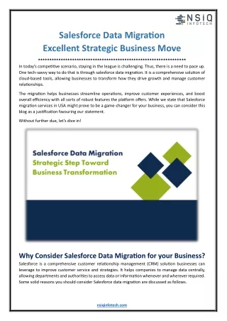 Salesforce Data Migration Excellent Strategic Business Move