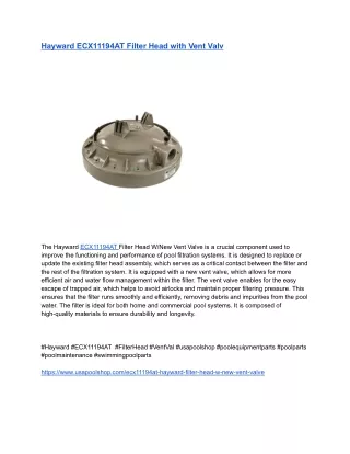 Hayward ECX11194AT Filter Head with Vent Valv