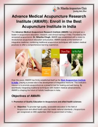 Best Acupuncture institute in India
