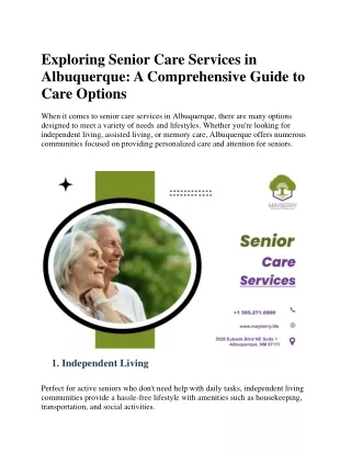 Exploring Senior Care Services in Albuquerque A Comprehensive Guide to Care Options