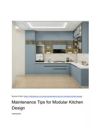 Maintenance Tips for Modular Kitchen Design