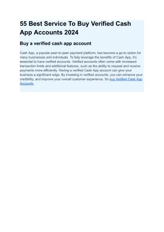 55 Best Service To Buy Verified Cash App Accounts 2024