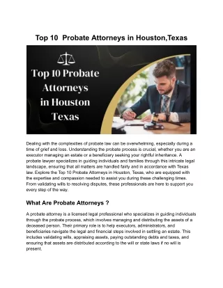 Top 10  Probate Attorneys in Houston Texas