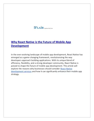 Why React Native is the Future of Mobile App Development