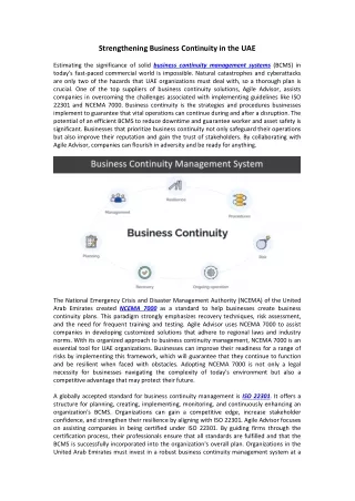 Strengthening Business Continuity in the UAE