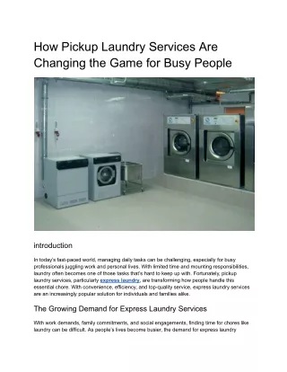 How Pickup Laundry Services Are Changing the Game for Busy People