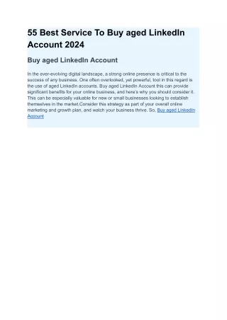 55 Best Service To Buy aged LinkedIn Account 2024