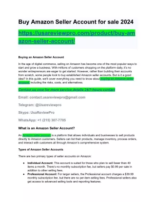 Buy Amazon Seller Account for sale 2024