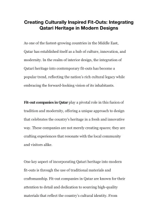 Creating Culturally Inspired Fit-Outs Integrating Qatari Heritage in Modern Designs