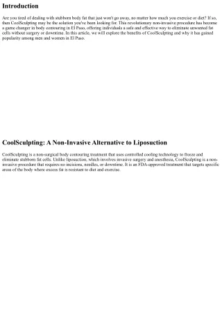 CoolSculpting: A Game Changer in Body Contouring in El Paso