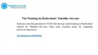 Vlsi Training In Hyderabad Takshila-vlsi.com