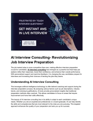 AI Interview Consulting- Revolutionizing Job Interview Preparation