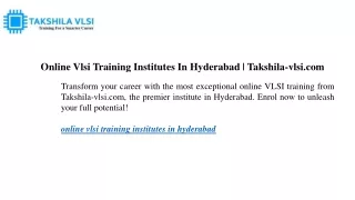 Online Vlsi Training Institutes In Hyderabad Takshila-vlsi.com