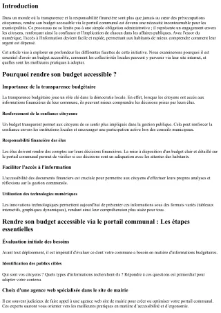 Rendre son budget accessible via le portail communal