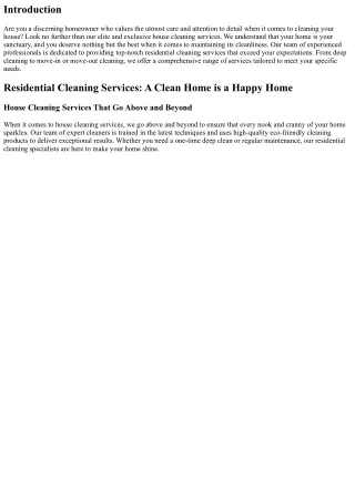 Elite and Exclusive House Cleaning Services for Discerning Homeowners