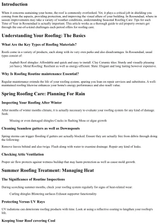 Seasonal Roofing Care: Tips for each Season in Roosendaal