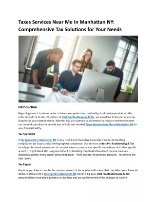 Taxes Services Near Me In Manhattan NY Comprehensive Tax Solutions for Your Needs