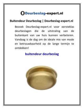 Buitendeur Deurbeslag  Deurbeslag-expert.nl