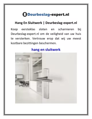Hang En Sluitwerk  Deurbeslag-expert.nl