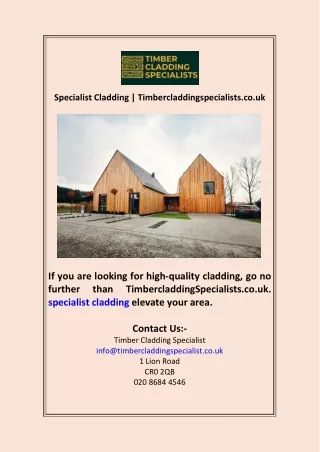 Specialist Cladding  Timbercladdingspecialists.co.uk