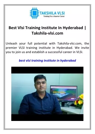 Best Vlsi Training Institute In Hyderabad Takshila-vlsi.com