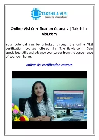 Online Vlsi Certification Courses  Takshila-vlsi.com
