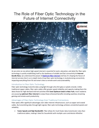 The Role of Fiber Optic Technology in the Future of Internet Connectivity