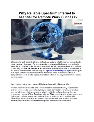 Why Reliable Spectrum Internet Is Essential for Remote Work Success?