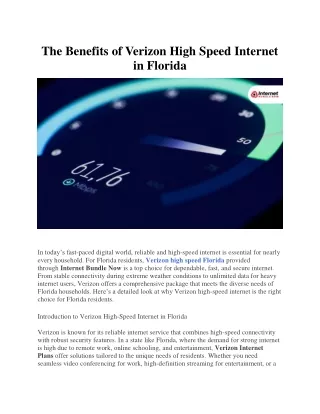 The Benefits of Verizon High Speed Internet in Florida