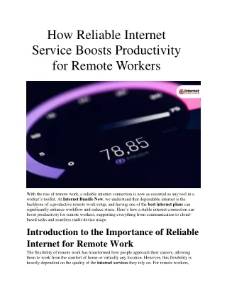 How Reliable Internet Service Boosts Productivity for Remote Workers