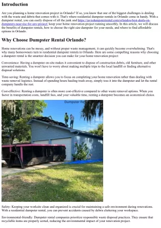 Home Renovation Made Easier with Residential Dumpster Rentals in Orlando