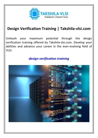 Design Verification Training Takshila-vlsi.com