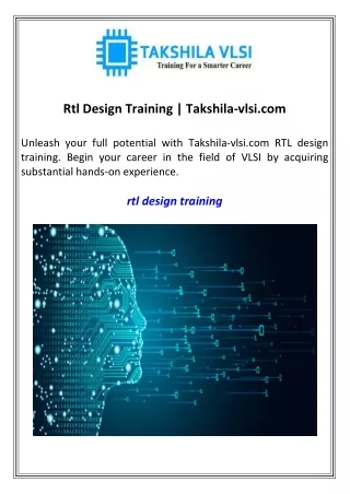 Rtl Design Training Takshila-vlsi.com