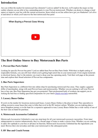 The Best Online Stores to Buy Motorcoach Bus Parts