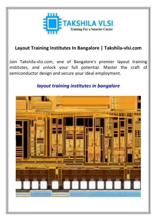 Layout Training Institutes In Bangalore Takshila-vlsi.com