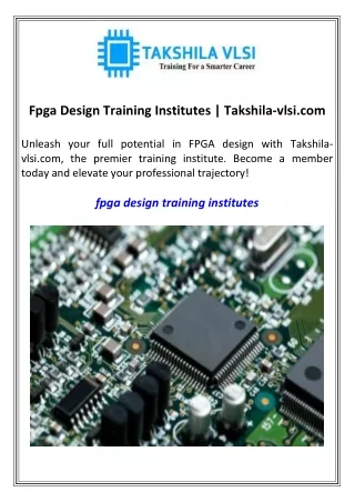 Fpga Design Training Institutes Takshila-vlsi.com