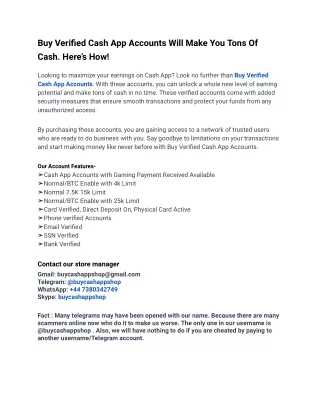 Most Wonderful Site To Buy Verified Cash App Accounts