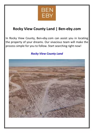 Rocky View County Land  Ben-eby.com