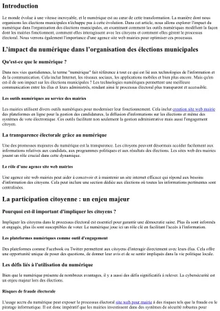 “L’impact du numérique dans l’organisation des élections municipales”