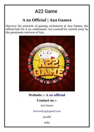 A 22 Official  A22 Games