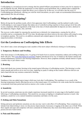Get the Lowdown on CoolSculpting Side Effects